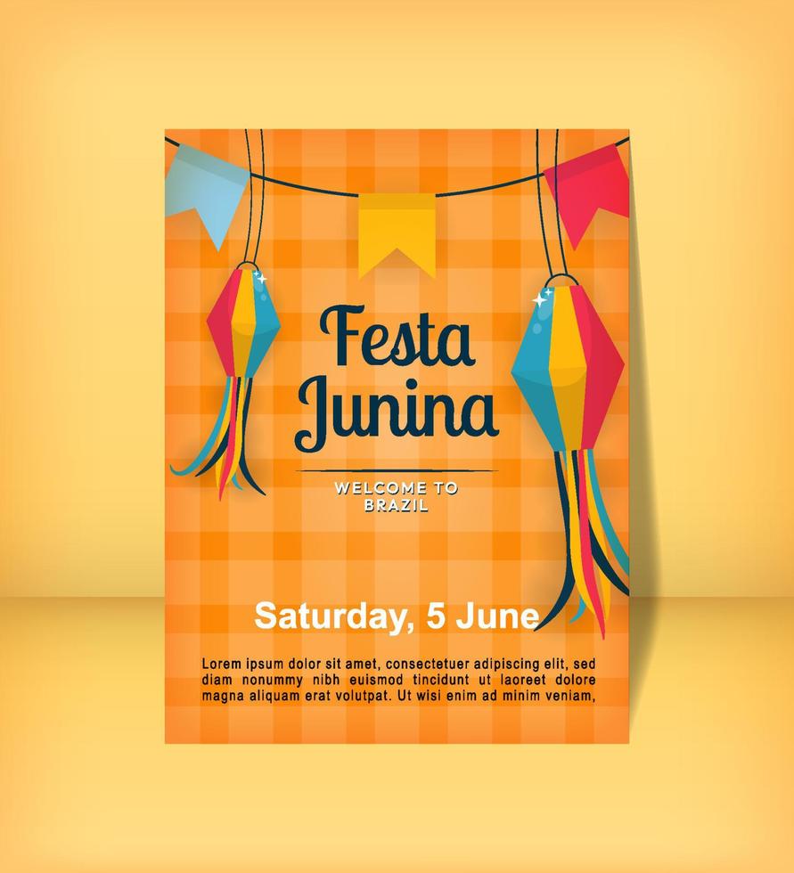 Festa Junina Welcome To Brazil Attractive Flyer Invitation Background vector