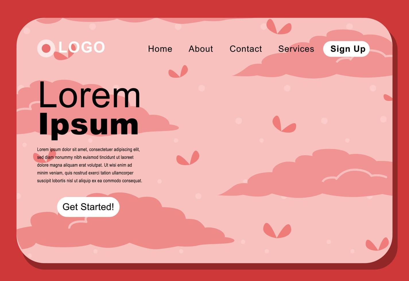 Lovely Clouds Background Landing Page Design vector