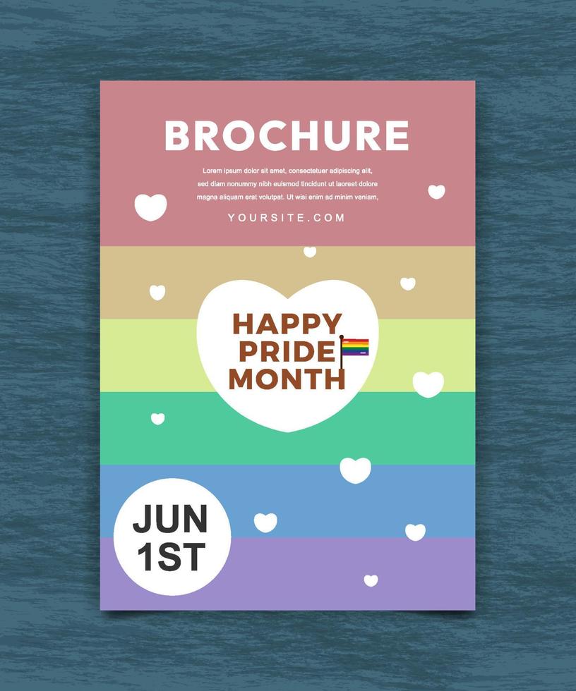 Realistic LGBT Happy Pride Month Celebration Brochure Design Concept vector