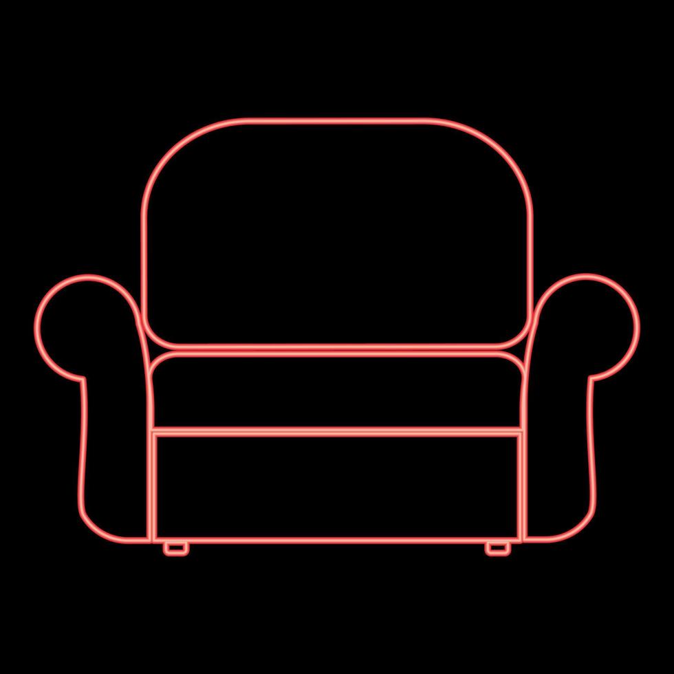 sillón de neón color rojo ilustración vectorial imagen de estilo plano vector