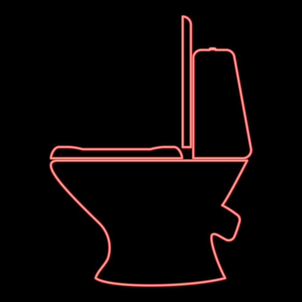 Neon toilet bowl red color vector illustration flat style image