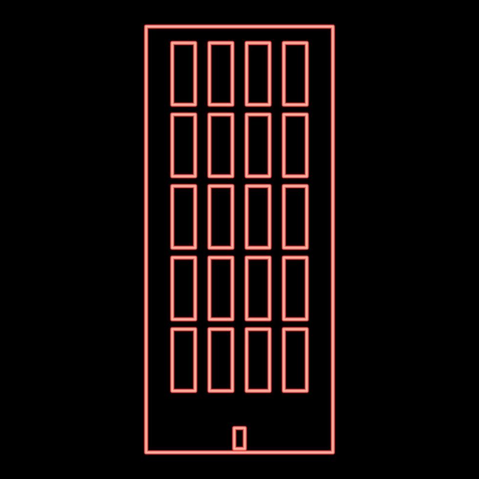 Neon sky tower building red color vector illustration flat style image