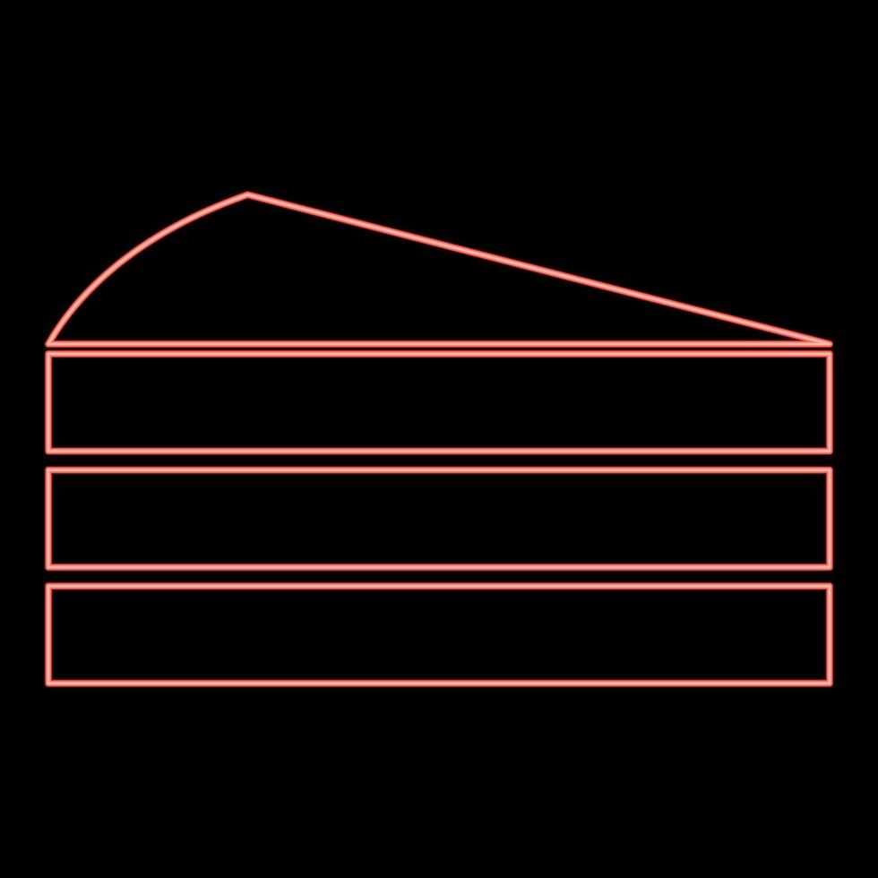 Neon piece of cake red color vector illustration flat style image