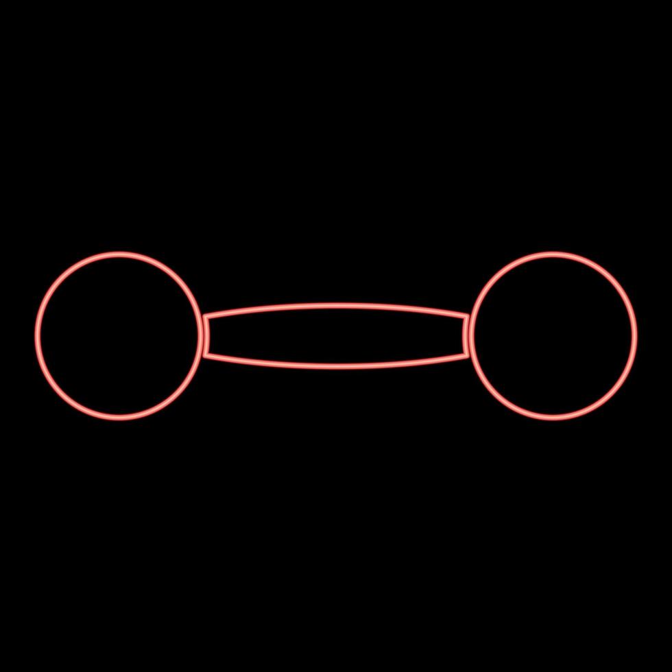 icono de mancuerna de neón color negro en círculo rojo color vector ilustración imagen de estilo plano