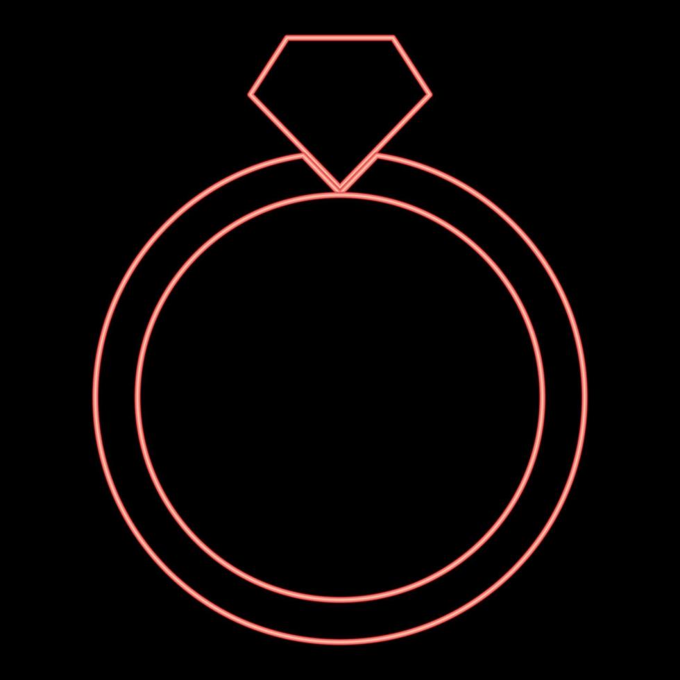 Neon ring icon black color in circle red color vector illustration flat style image