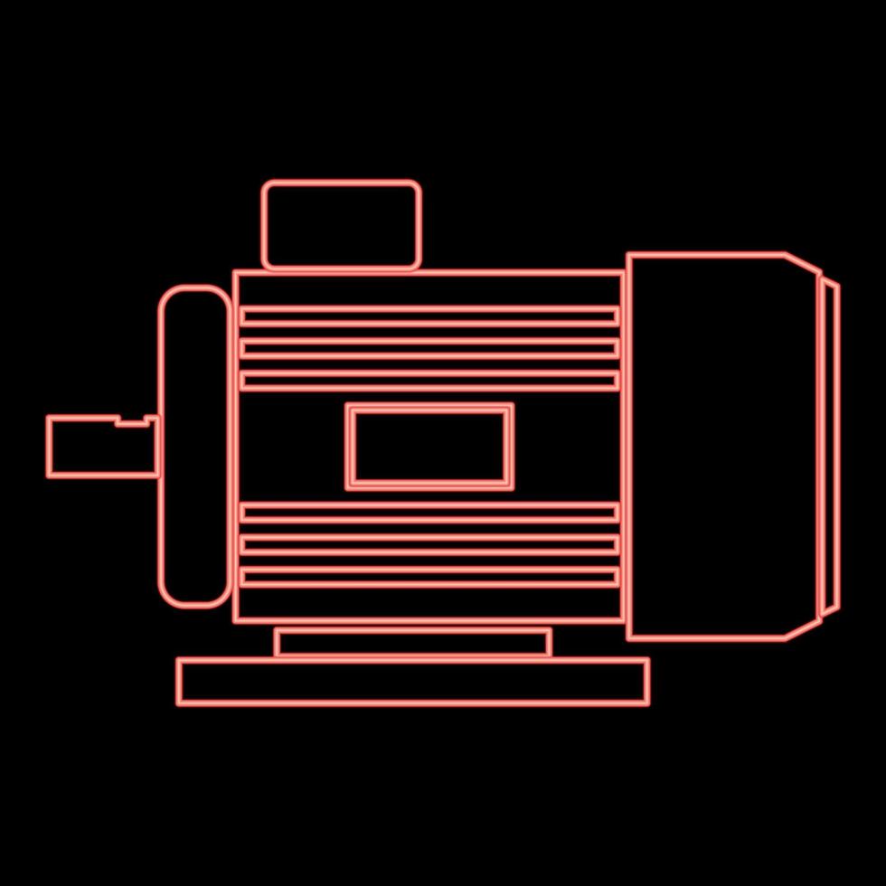 Neon electric motor red color vector illustration flat style image