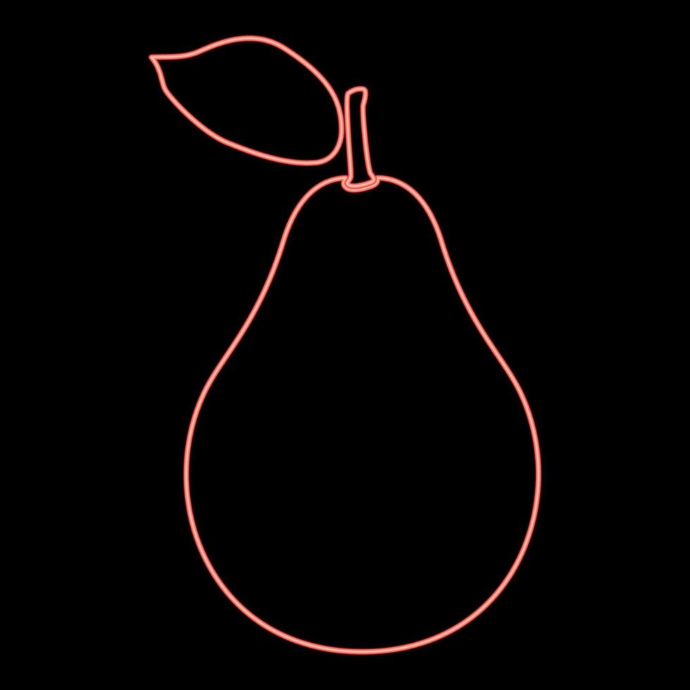 imagen de estilo plano de ilustración de vector de color rojo pera de neón