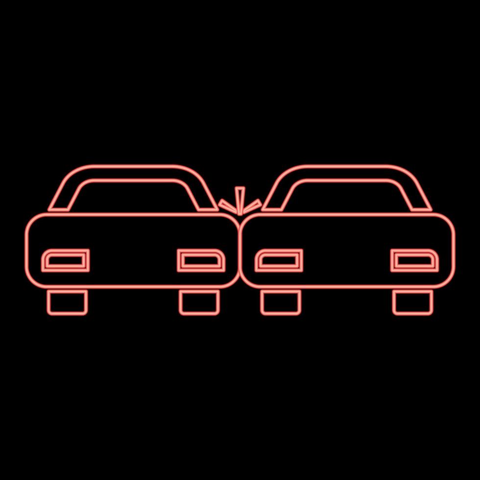 Neon crashed cars red color vector illustration flat style image