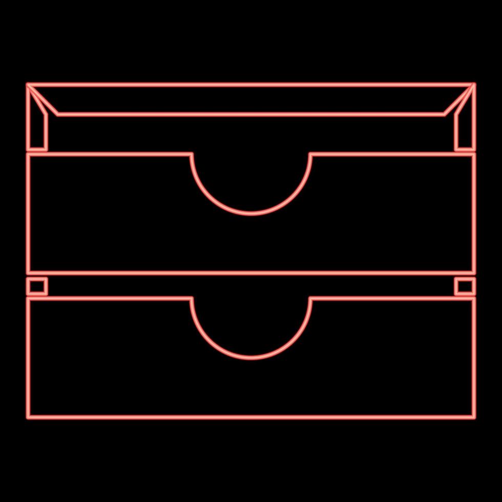 Neon two stationary paper tray red color vector illustration flat style image