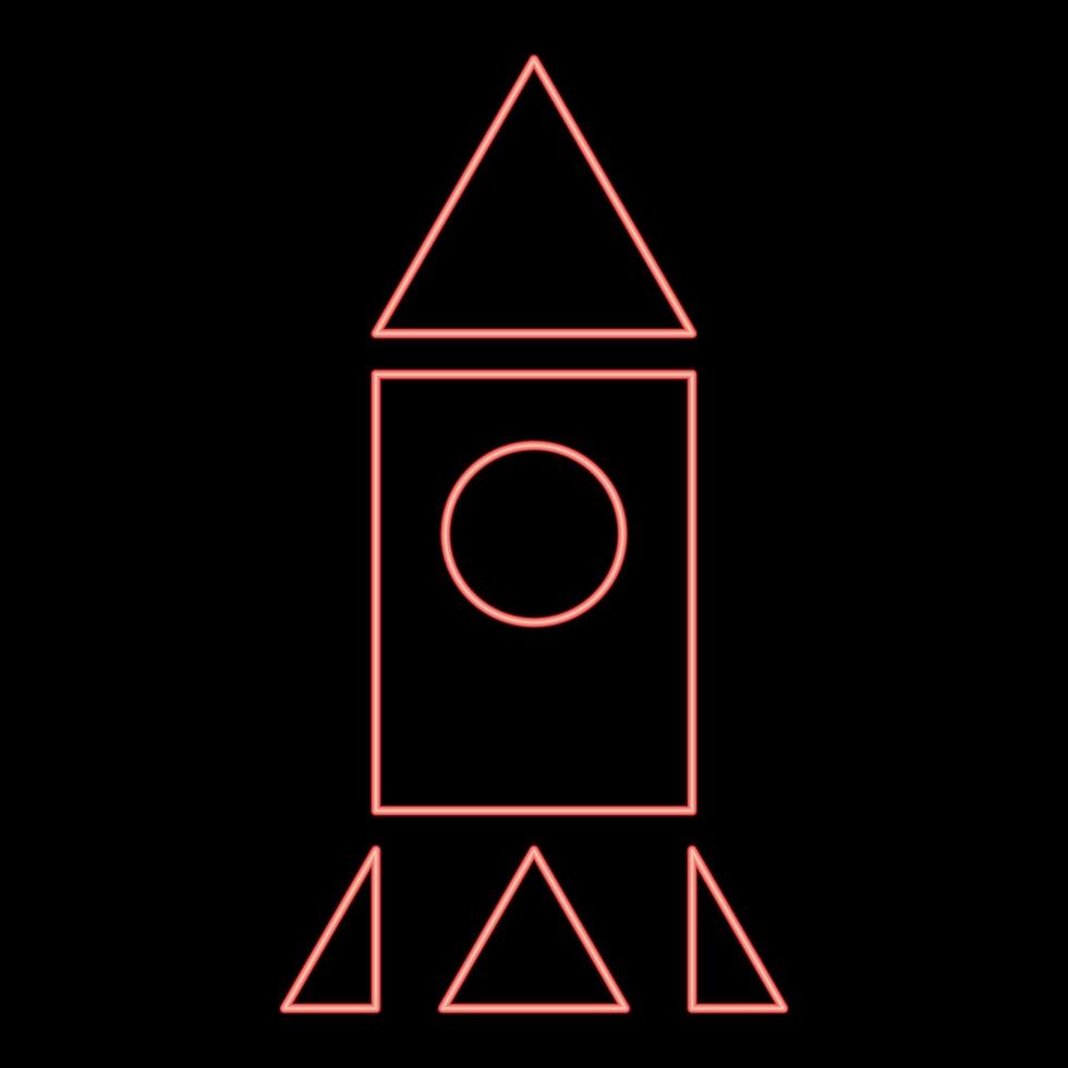 Neon rocket red color vector illustration flat style image