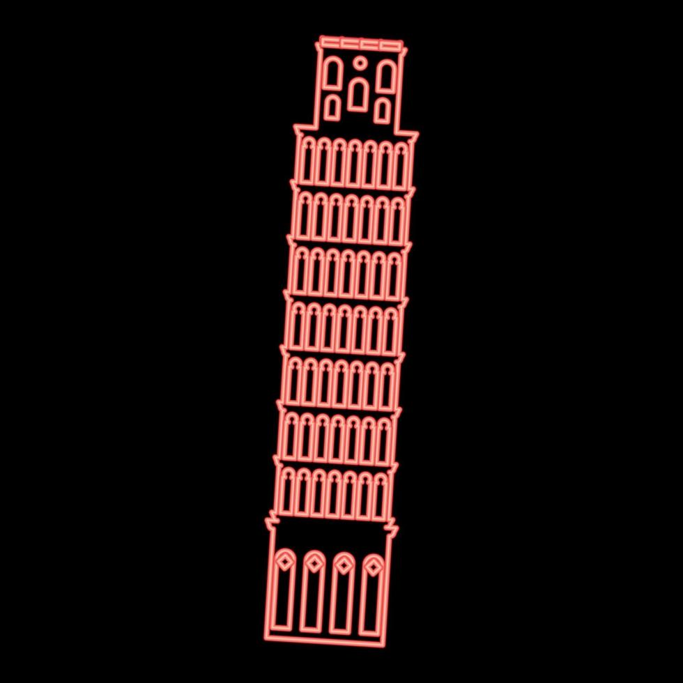 torre de pisa de neón color rojo ilustración vectorial imagen de estilo plano vector