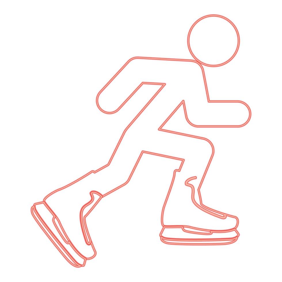 Neon athlete skater in skating red color vector illustration image flat style
