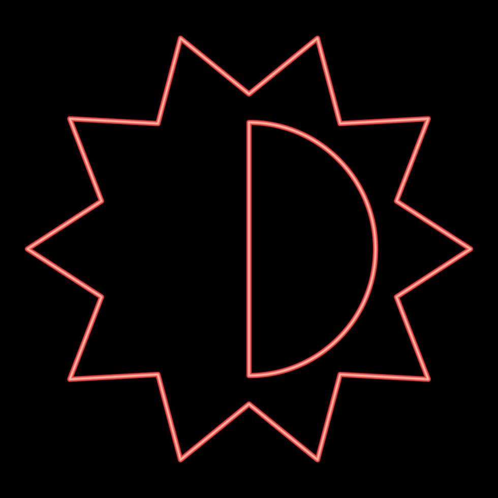 Neon brightness and contrast setting red color vector illustration flat style image