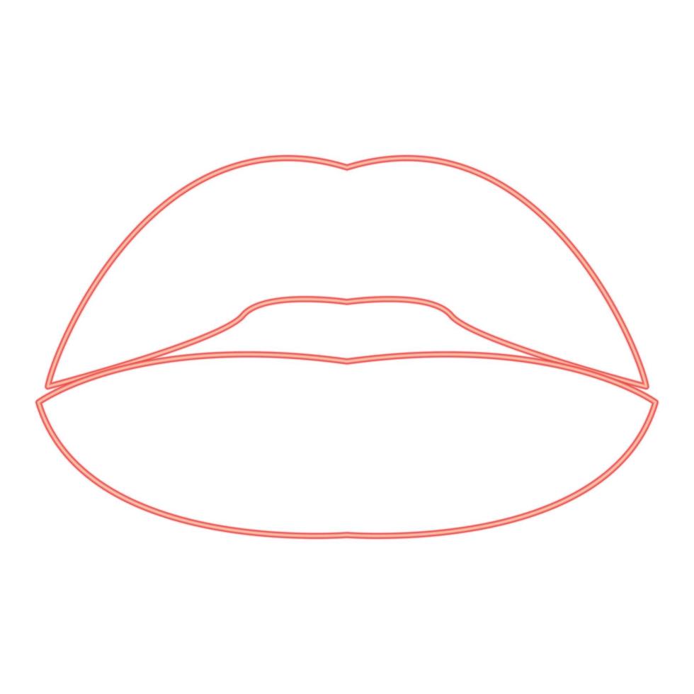 Neon lipstick or lips red color vector illustration flat style image