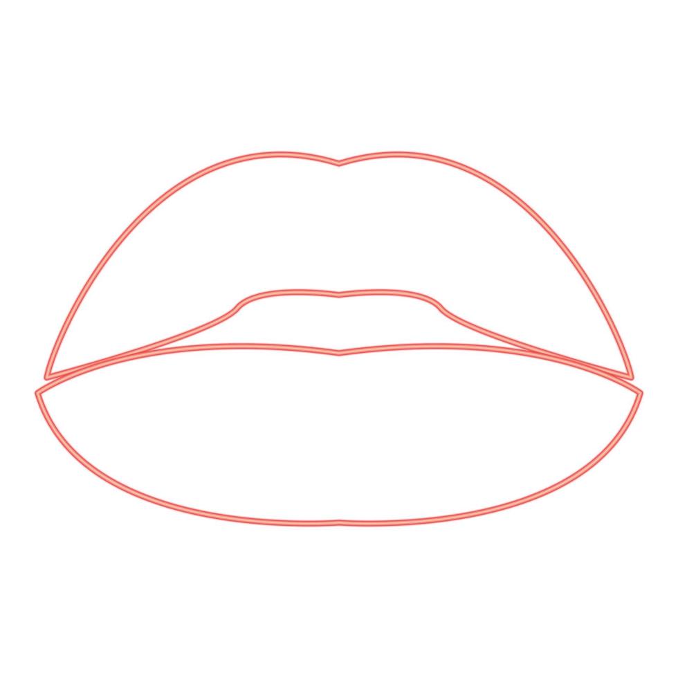 Neon lipstick or lips red color vector illustration flat style image