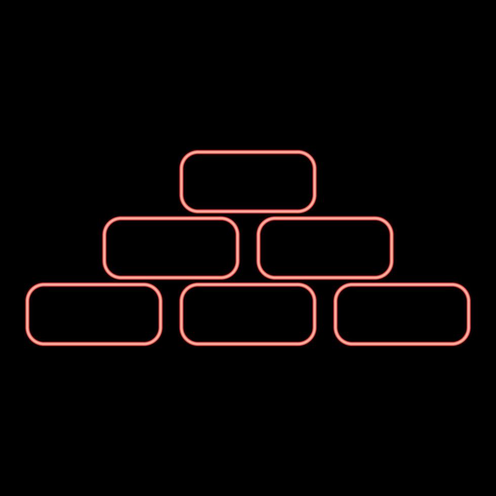 imagen de estilo plano de ilustración de vector de color rojo de pirámide de neón