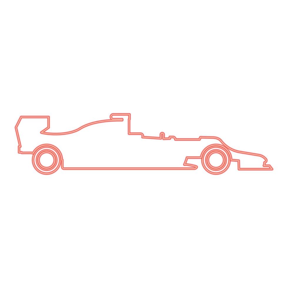silueta de neón de un coche de carreras color rojo ilustración vectorial imagen de estilo plano vector