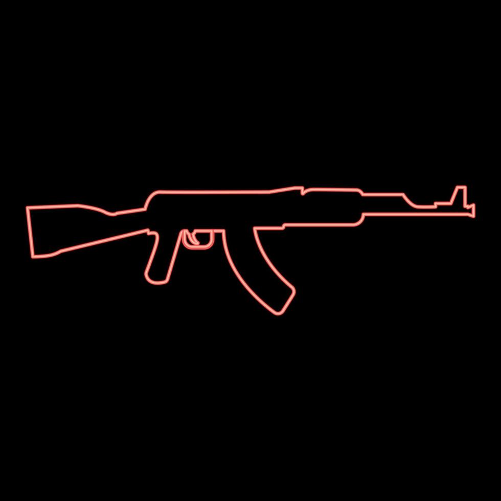 Neon assault rifle red color vector illustration flat style image