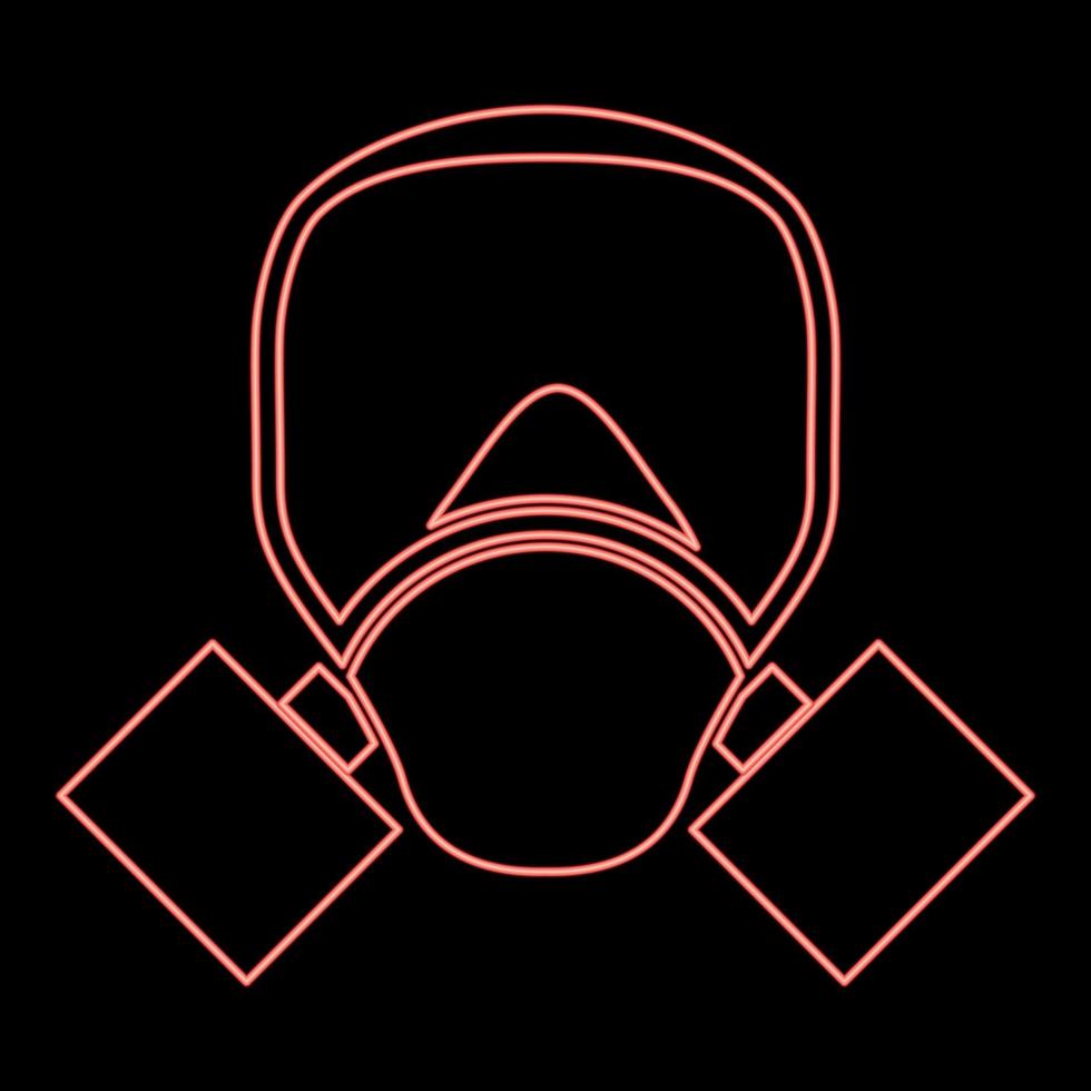 máscara de gas de neón color rojo ilustración vectorial imagen de estilo plano vector