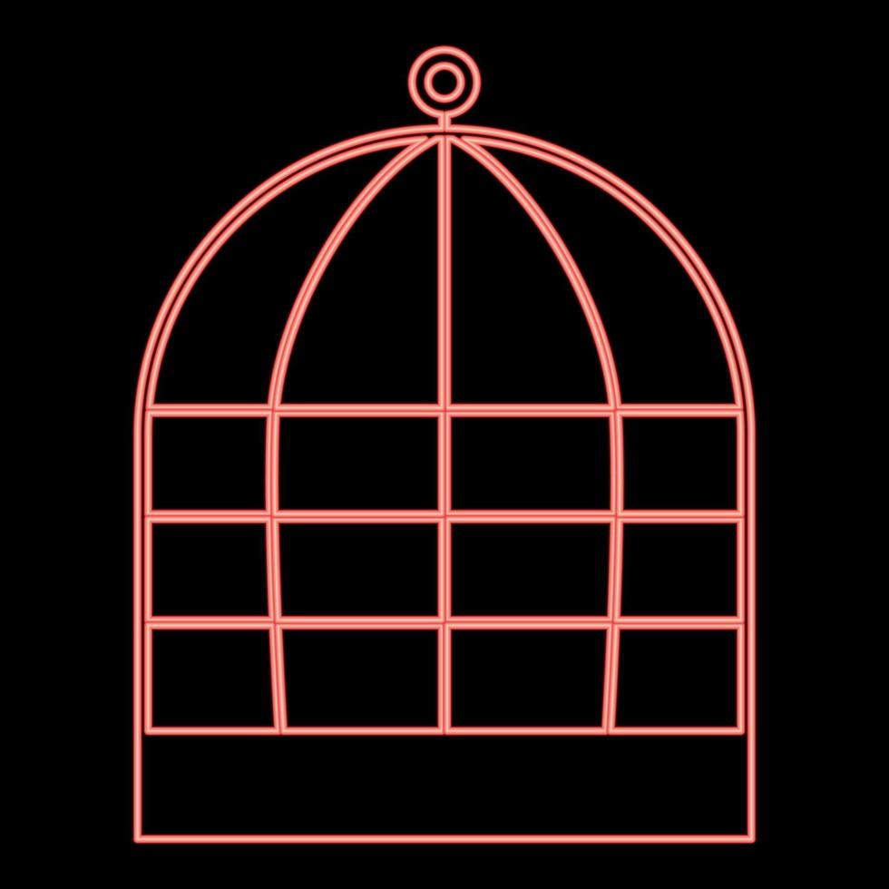 jaula de hierro de neón color rojo ilustración vectorial imagen de estilo plano vector