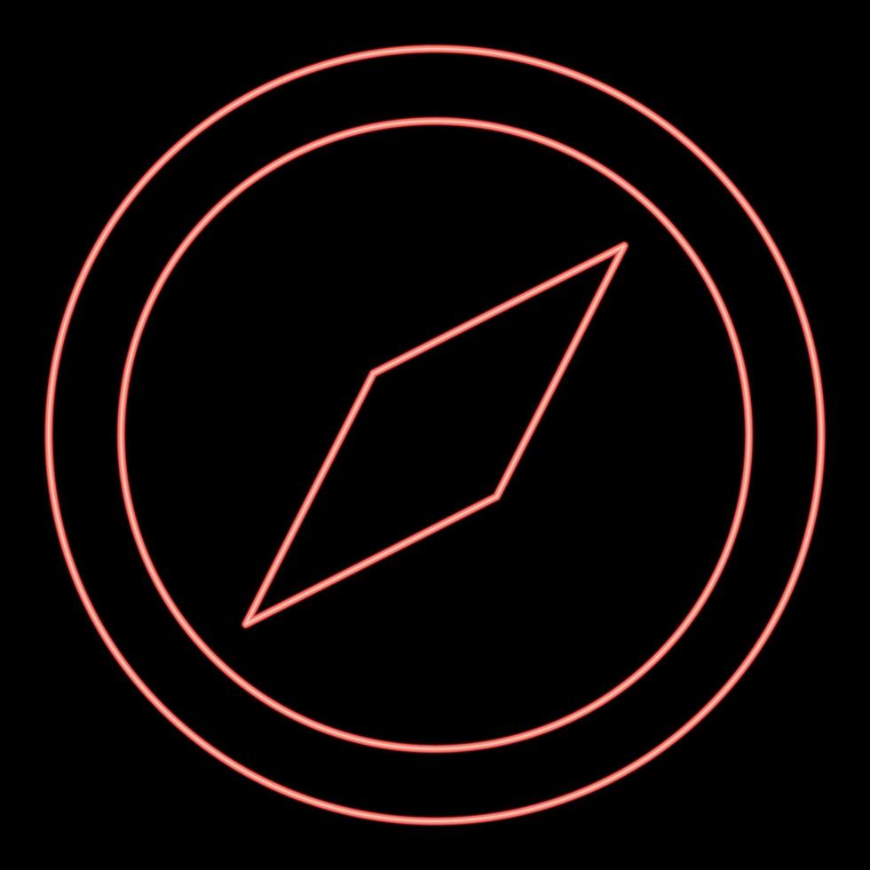 Neon compass red color vector illustration flat style image