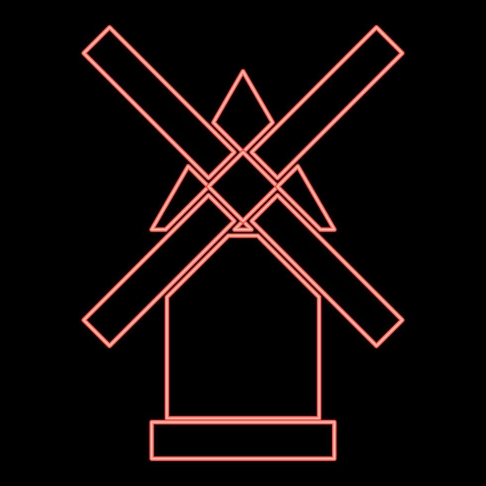 Neon windmill red color vector illustration flat style image
