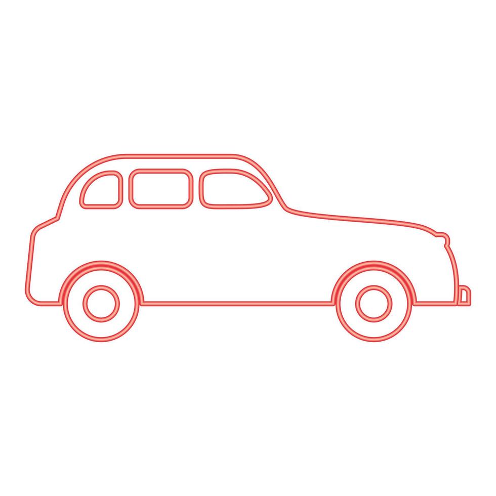 neón retro coche rojo color vector ilustración imagen estilo plano