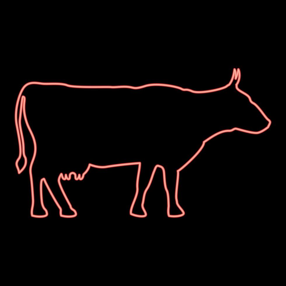 Neon cow set red color vector illustration image flat style