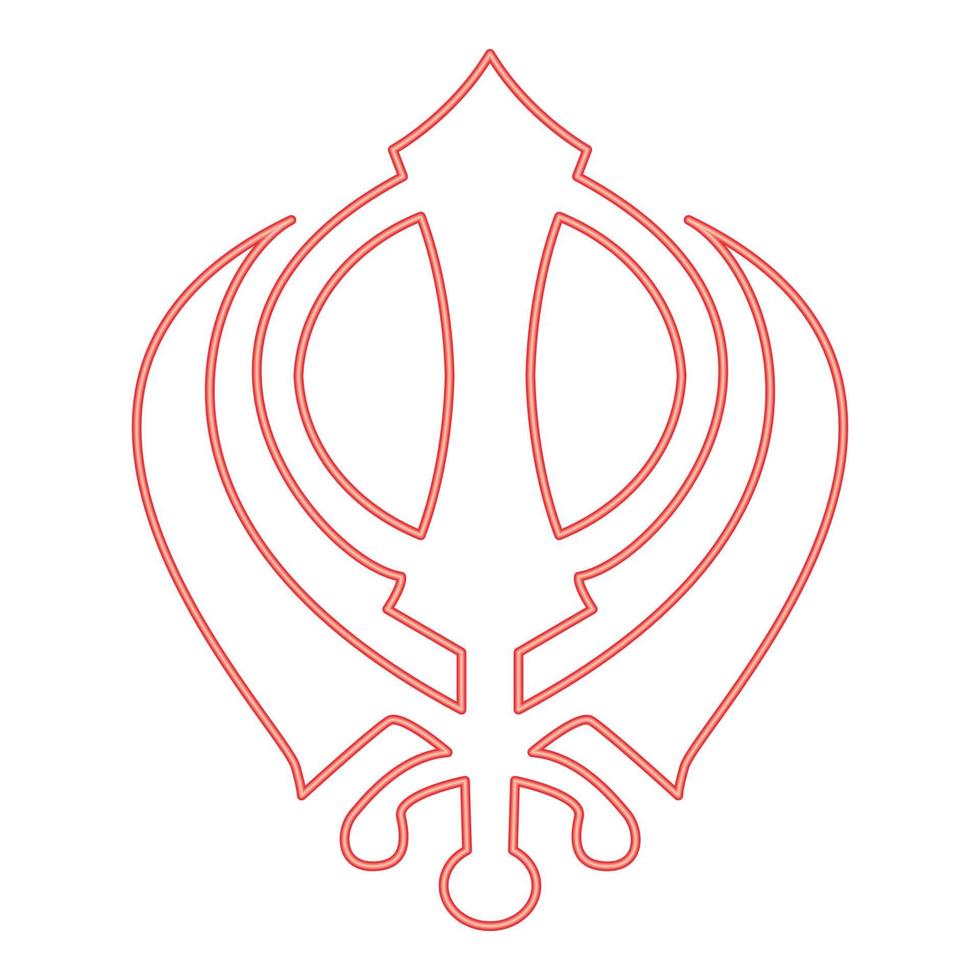 Neon khanda symbol sikhi sign red color vector illustration image flat style