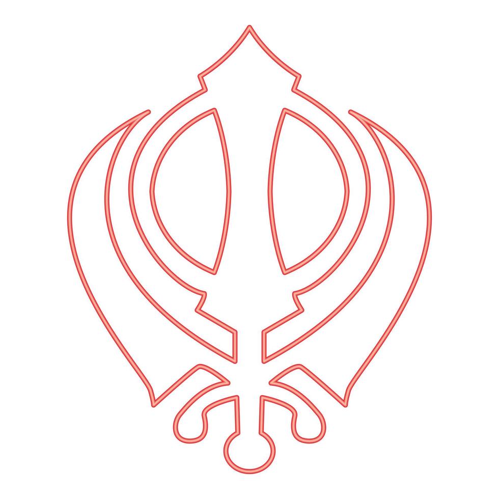 neón khanda símbolo sikhi signo color rojo vector ilustración imagen estilo plano