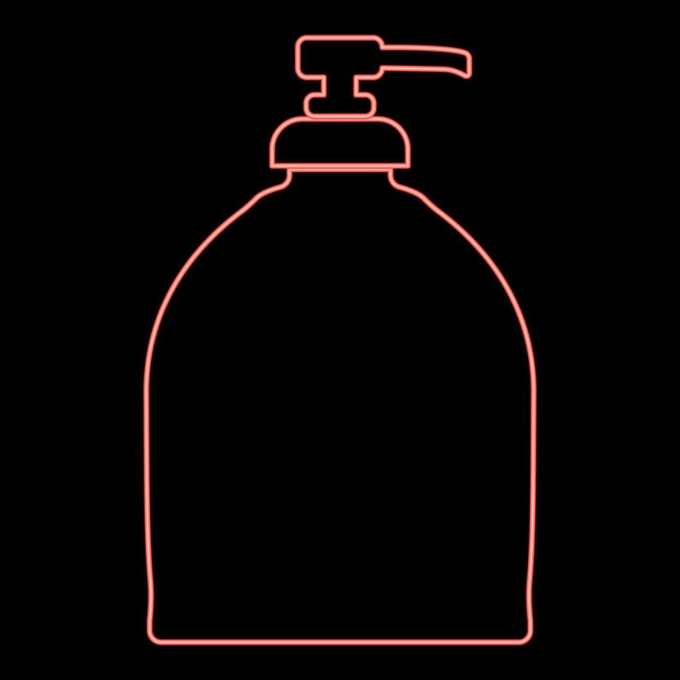 Neon bottle of liquid soap icon black color in circle red color vector illustration flat style image