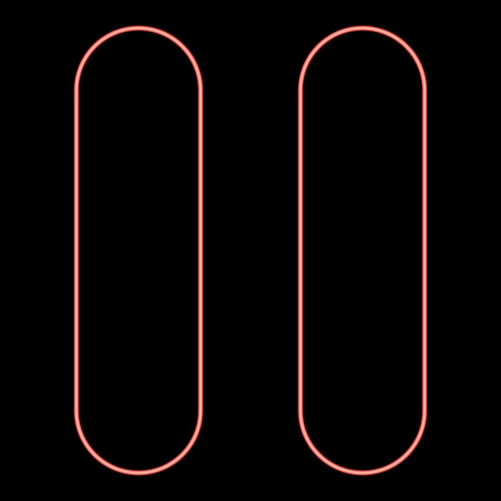 Neon pause icon black color in circle red color vector illustration flat style image