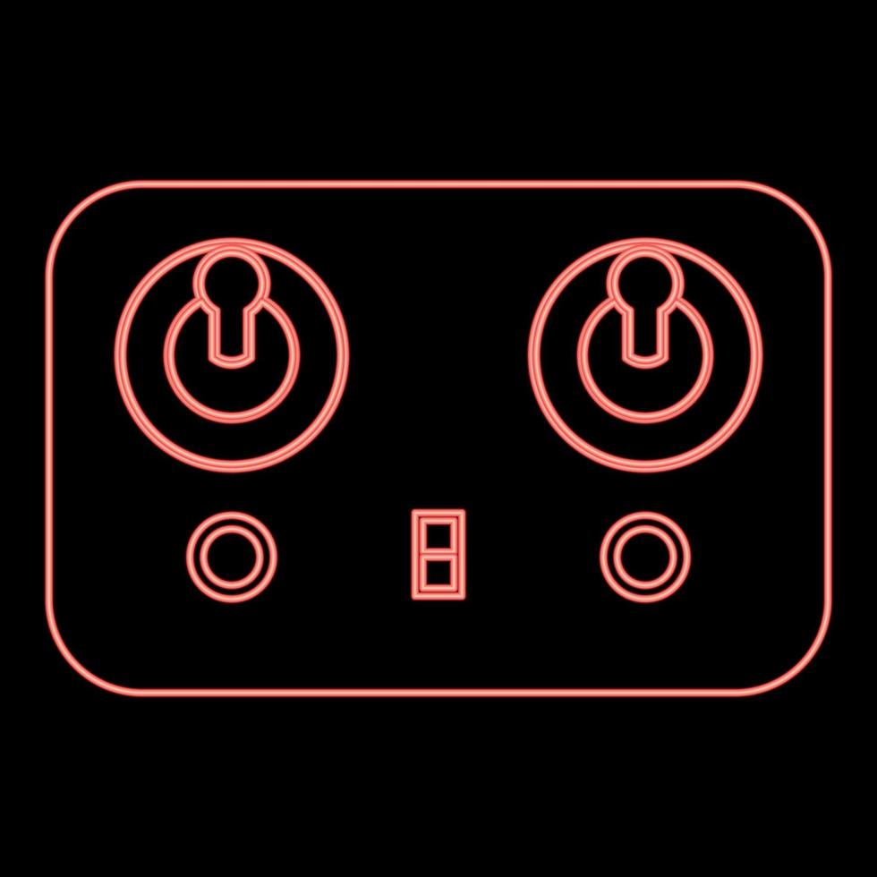 Neon remote control icon black color in circle red color vector illustration flat style image