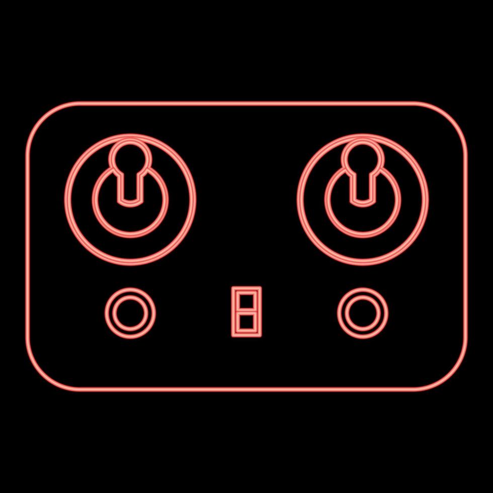 Neon remote control icon black color in circle red color vector illustration flat style image