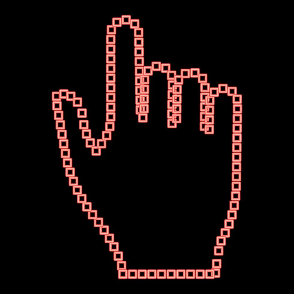 Neon pixel hand red color vector illustration flat style image