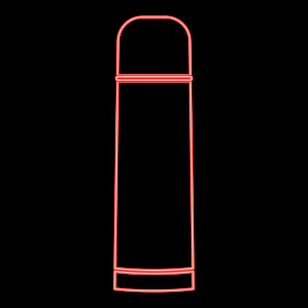Neon thermos or vacuum flask red color vector illustration image flat style