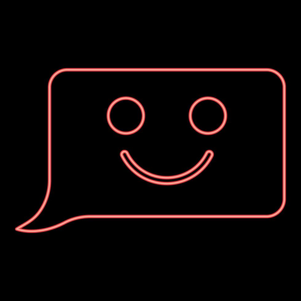 Neon comment smile message red color vector illustration image flat style