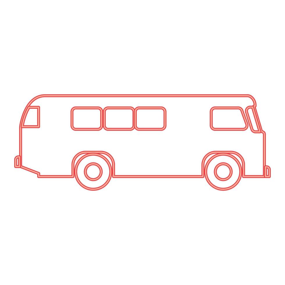 neón retro autobús rojo color vector ilustración imagen estilo plano