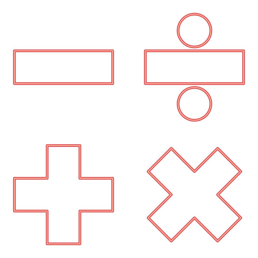 Neon math signs red color vector illustration image flat style