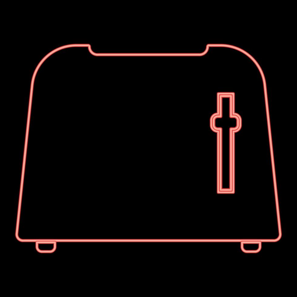 Neon toaster red color vector illustration flat style image