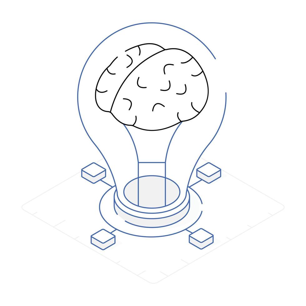 An outline isometric icon of ai innovation vector