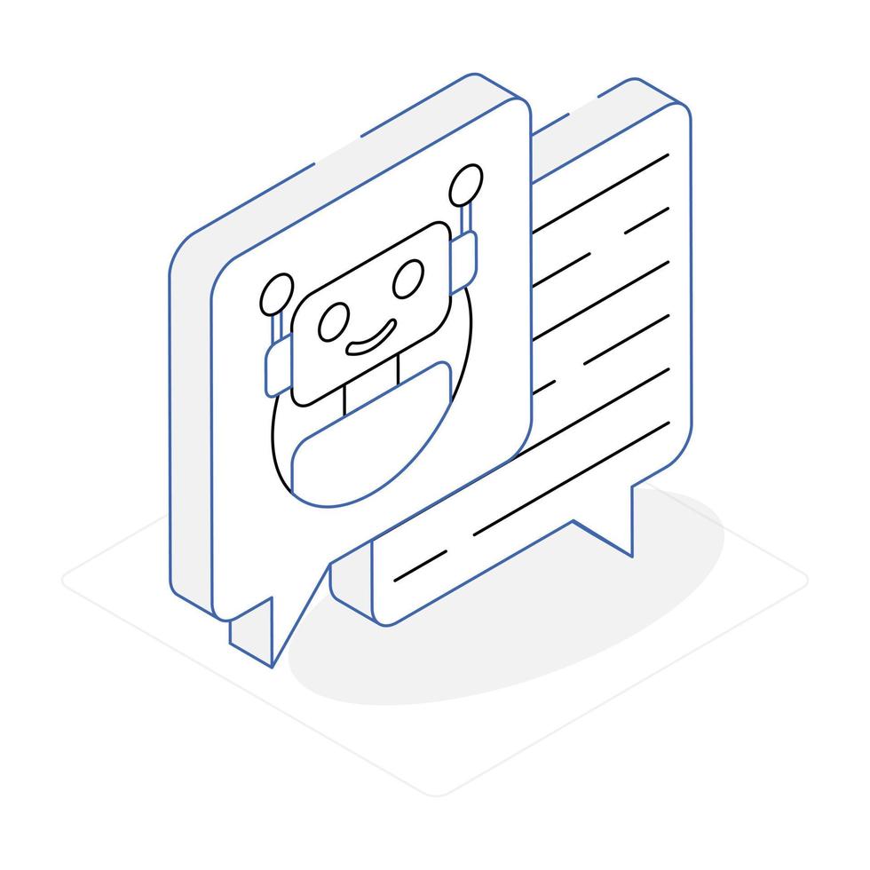 Get this isometric icon of robot chat vector