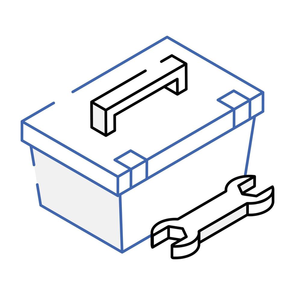 A trendy isometric icon of tool kit vector