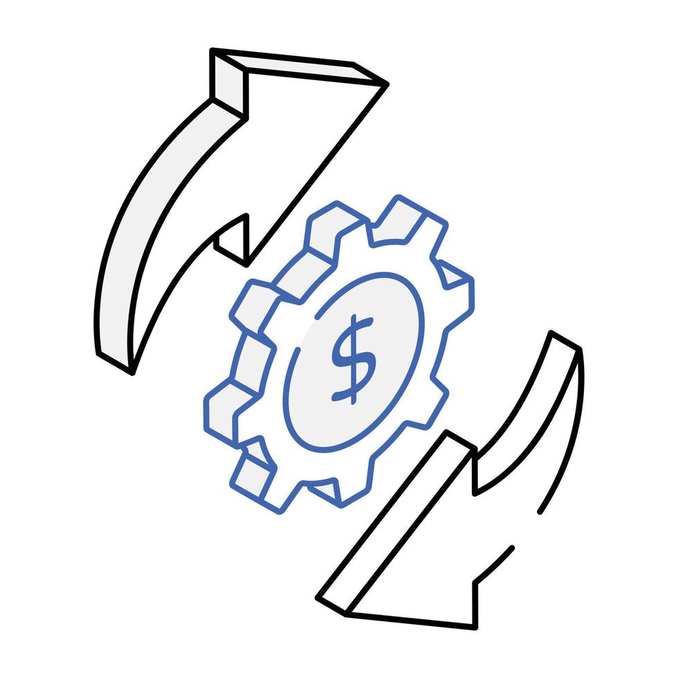 An isometric icon design of processing vector