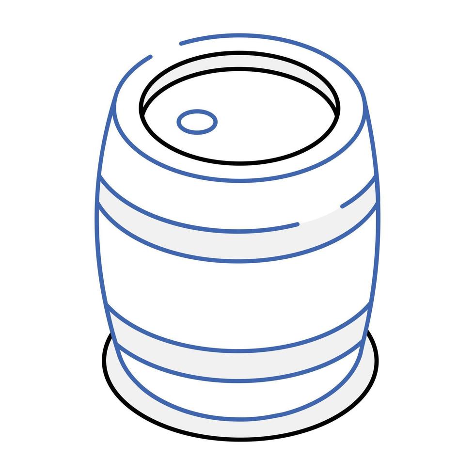 Wooden barrel isometric icon vector