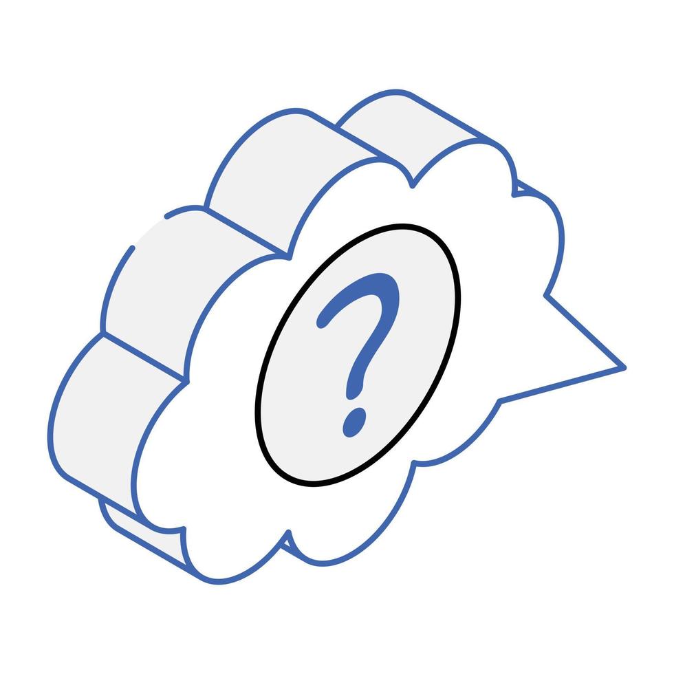 Trendy outline icon of a question inside thought bubble vector
