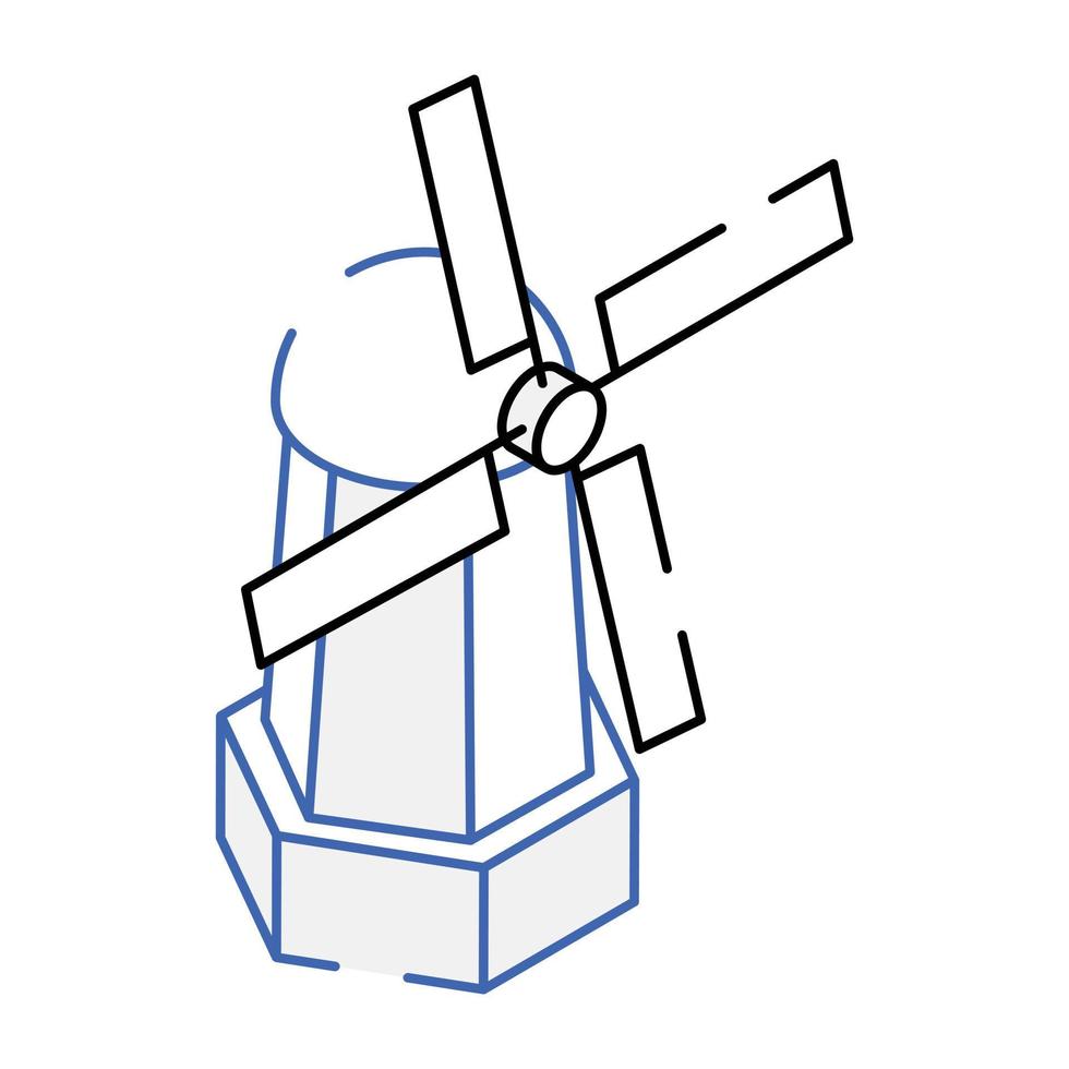 A scalable isometric icon of windmill vector