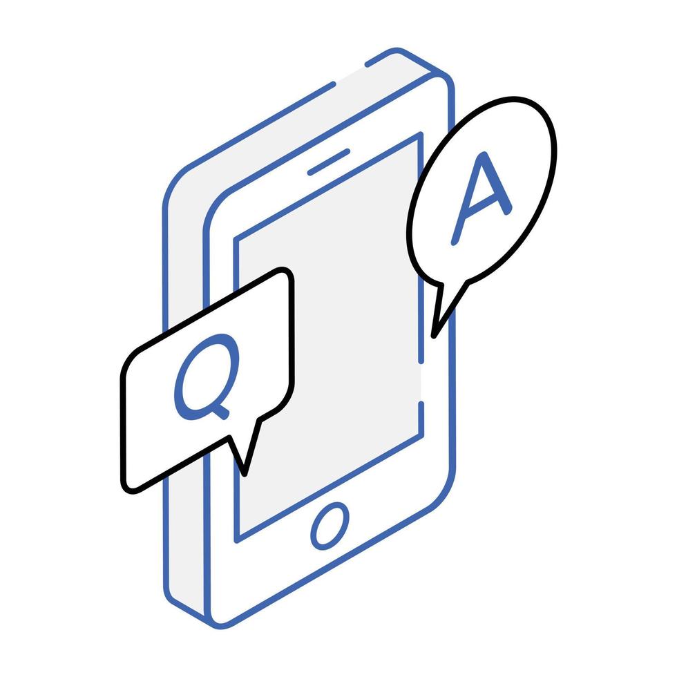 A mobile qa isometric icon download vector