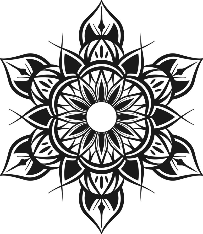 mandala vectorial, blanco y negro vector