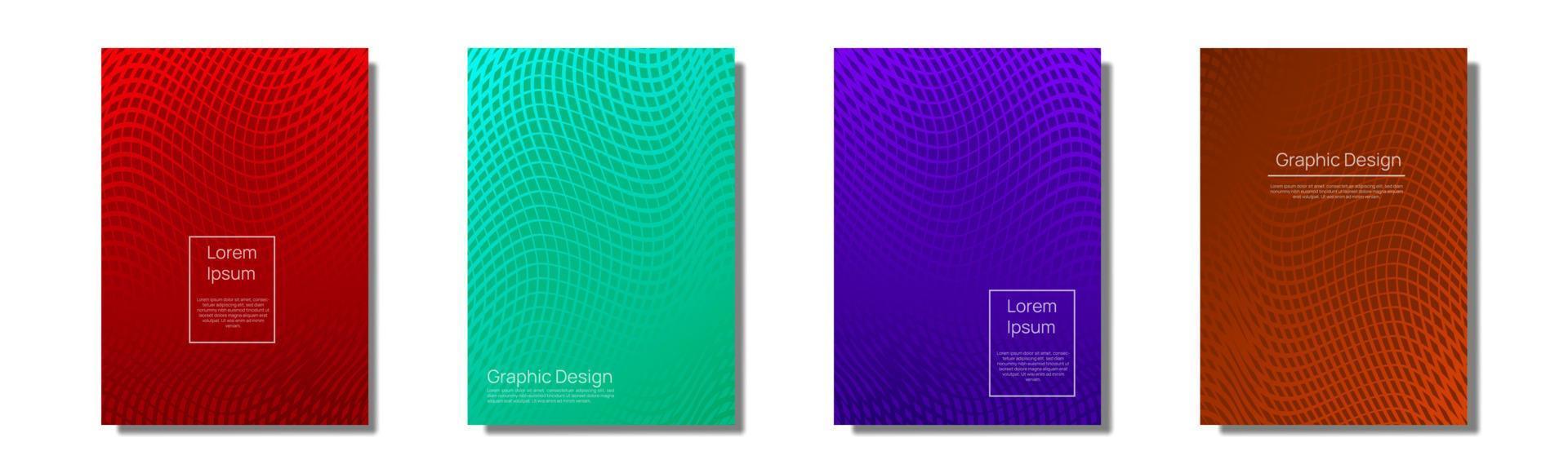 diseño de portada mínimo, ondas de línea coloridas vector